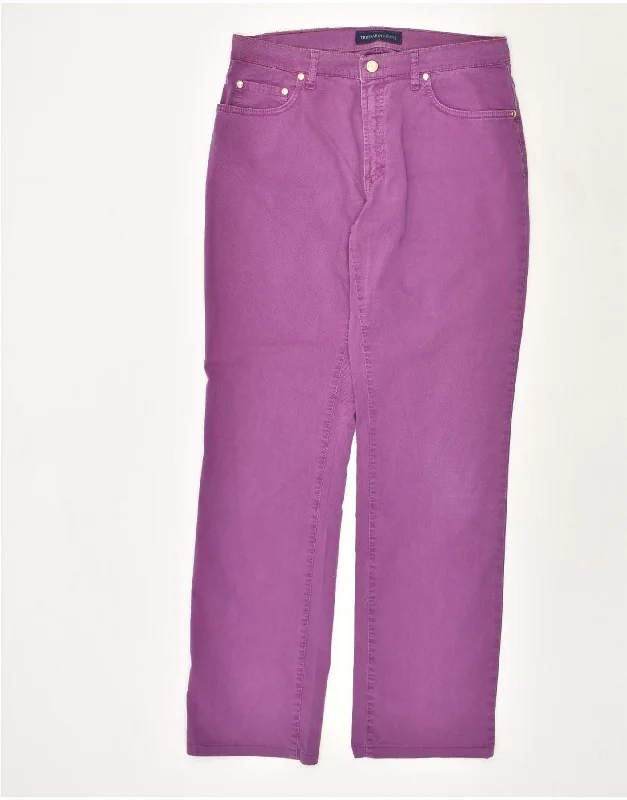 TRUSSARDI JEANS Womens Straight Casual Trousers W30 L32 Purple Cotton Trousers Satin Smooth TRUSSARDI JEANS Womens Straight Casual Trousers W30 L32 Purple Cotton Trousers Satin Smooth