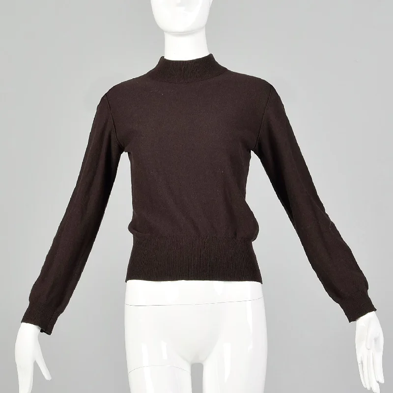 Sonia Rykiel 1990s Brown Long Sleeve Mockneck Sweater Iron Safe Non-Iron Wrinkle Free Sonia Rykiel 1990s Brown Long Sleeve Mockneck Sweater Iron Safe Non-Iron Wrinkle Free