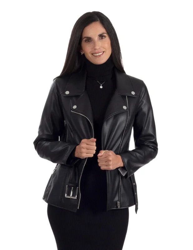 Nine West Women's Moto Jacket Toggled Jacket Drawstring Jacket Belted Jacket