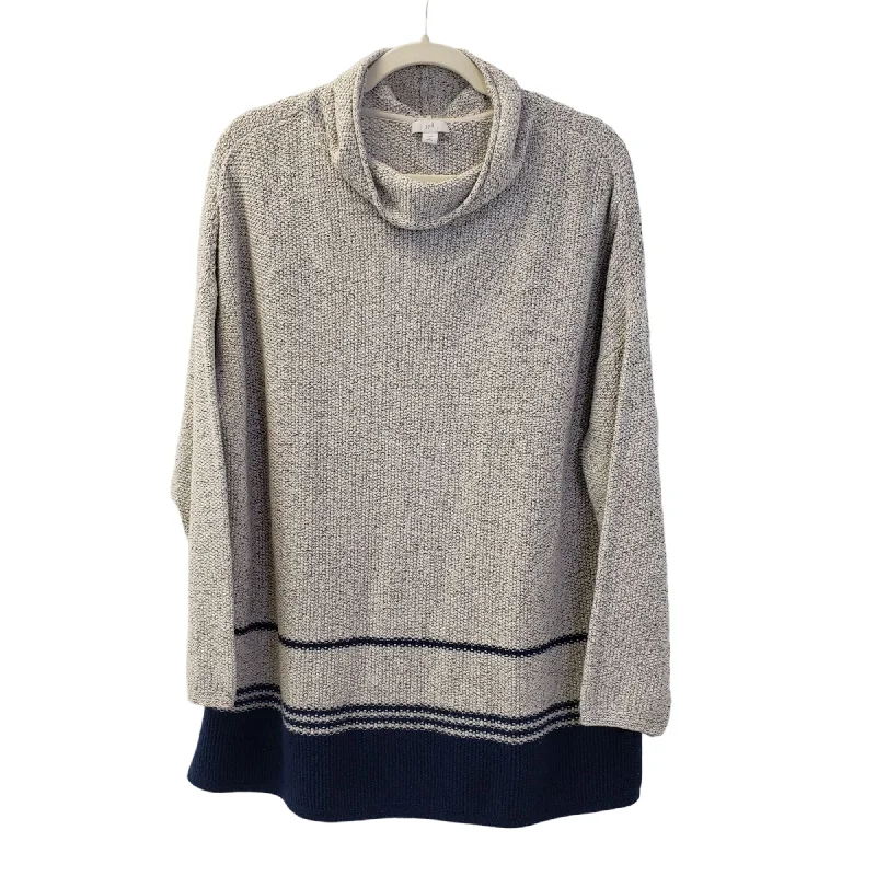 J. Jill Colorblock Cowlneck Sweater Size XL Petite Fitted Loose Oversized