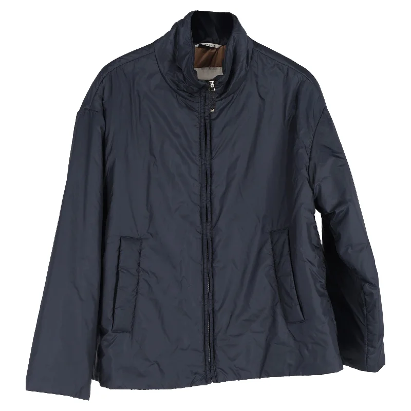 Max Mara The Cube Padded Zipped Jacket in Navy Blue Polyester Belted Jacket Elasticated Jacket Padded Jacket Max Mara The Cube Padded Zipped Jacket in Navy Blue Polyester Belted Jacket Elasticated Jacket Padded Jacket