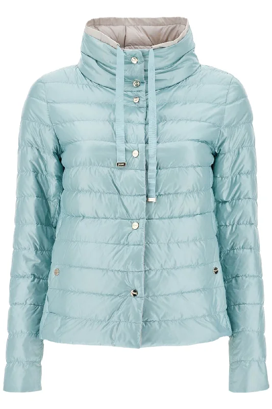 Herno Women's Short Puffer Jacket In Ice blue Nylon With Metal Buttons Denim Jacket Leather Jacket Suede Jacket Herno Women's Short Puffer Jacket In Ice blue Nylon With Metal Buttons Denim Jacket Leather Jacket Suede Jacket