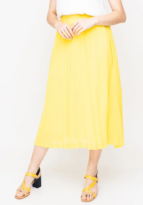 Seventy1 Pleated Midi Skirt, Yellow lace skirt delicate