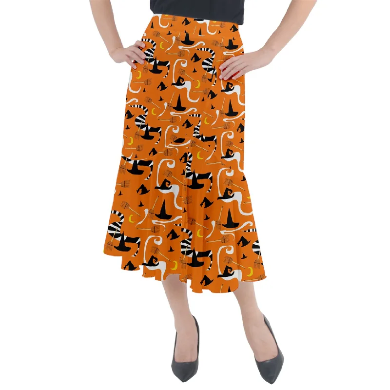 Witches Hats and Brooms Midi Mermaid Skirt cashmere skirt soft
