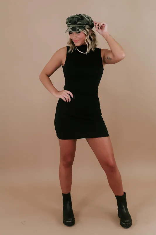 Make An Appearance Mock Dress, Black