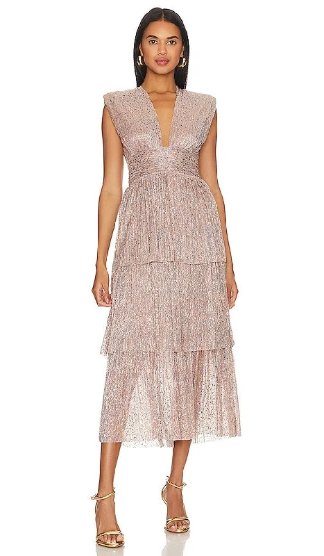 Sabina Musayev Bonita Dress in Metallic Neutral