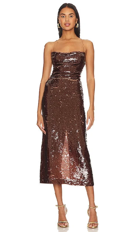 Sabina Musayev Lera Dress in Metallic Bronze