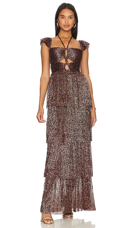 Sabina Musayev Zendaya Dress in Metallic Bronze