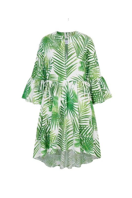 Sandy Palm Fronds Print Kaftan Dress