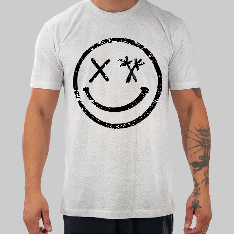 Salty Savage Unisex "Spliced Smile Distressed" 100% Cotton Tee Elasticated Padded Insulated Salty Savage Unisex "Spliced Smile Distressed" 100% Cotton Tee Elasticated Padded Insulated