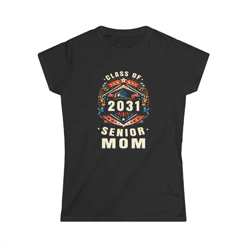 Proud Mom Class of 2031 Mom 2031 Graduate Senior Mom 2031 Women Shirts Seamless Knitted Crochet Proud Mom Class of 2031 Mom 2031 Graduate Senior Mom 2031 Women Shirts Seamless Knitted Crochet