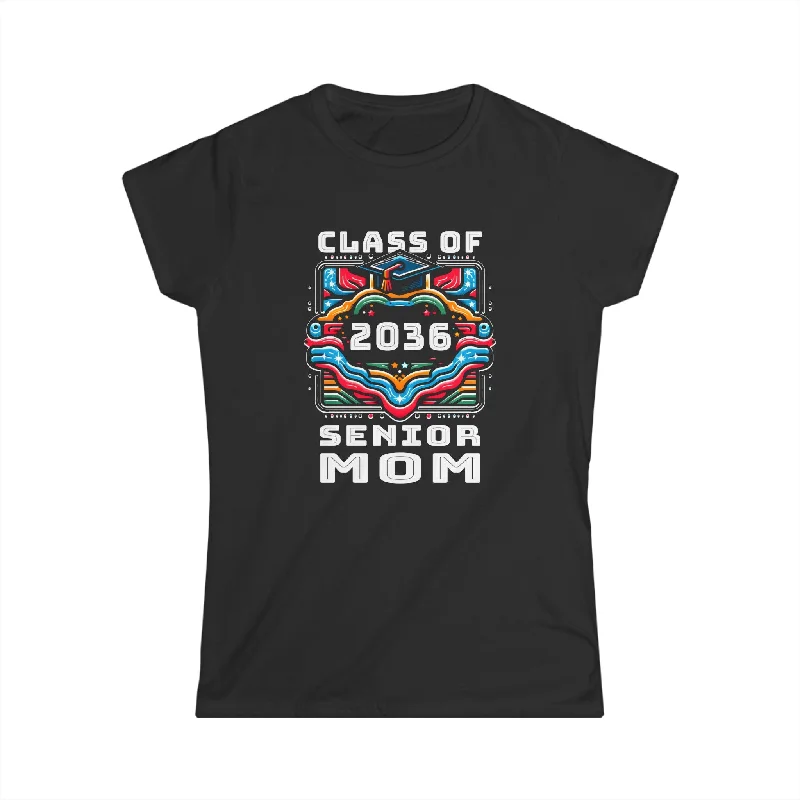 Proud Mom Class of 2036 Senior Graduate 2036 Gifts Senior 36 Women Shirts Ribbed Striped Patterned Proud Mom Class of 2036 Senior Graduate 2036 Gifts Senior 36 Women Shirts Ribbed Striped Patterned