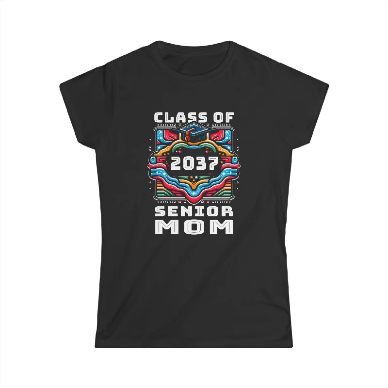 Proud Mom Class of 2037 Senior Graduate 2037 Gifts Senior 37 Shirts for Women Solid Print Embellished Proud Mom Class of 2037 Senior Graduate 2037 Gifts Senior 37 Shirts for Women Solid Print Embellished