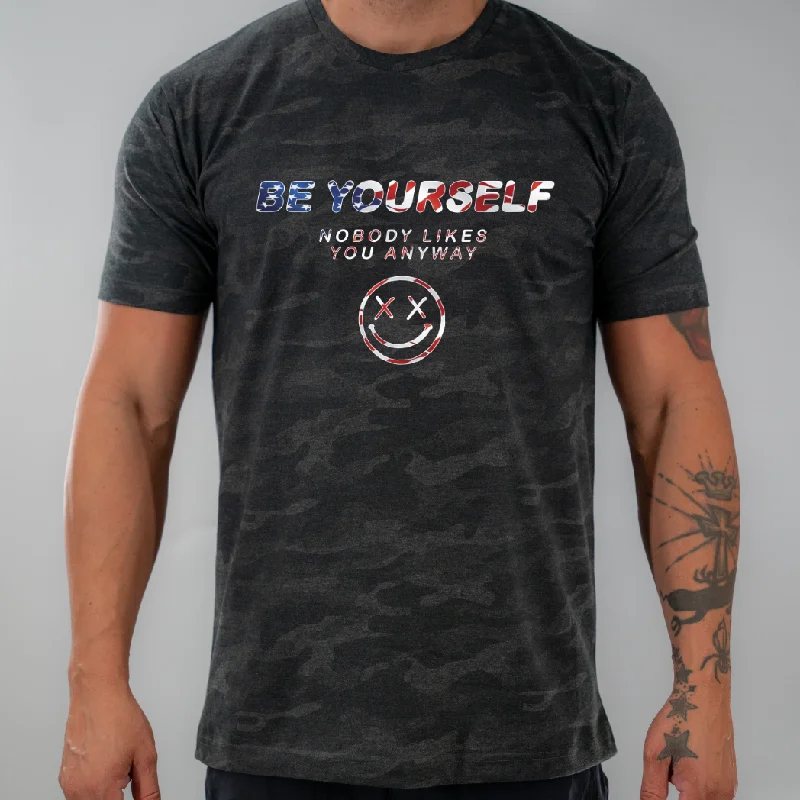 Salty Savage Unisex "Be Yourself" 100% Cotton Tee | USA Edition Solid Color Striped Floral Salty Savage Unisex "Be Yourself" 100% Cotton Tee | USA Edition Solid Color Striped Floral