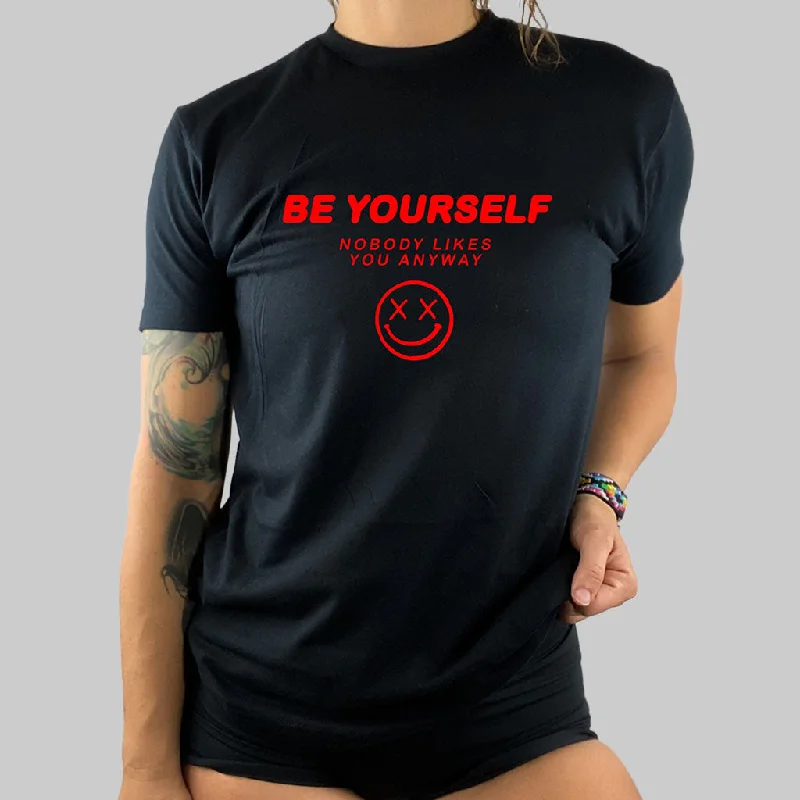 Salty Savage Unisex "Be Yourself" Tee | Red Polka Dot Checkered Tartan