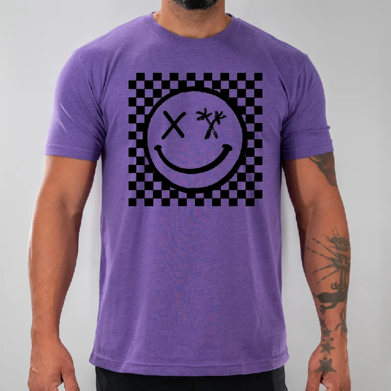 Salty Savage Unisex "Checkerboard Splice" Tee Solid Print Embellished