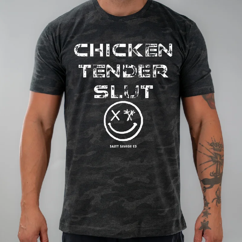 Salty Savage Unisex "CHICKEN TENDER SLUT" 100% Cotton Tee Solid Print Embellished