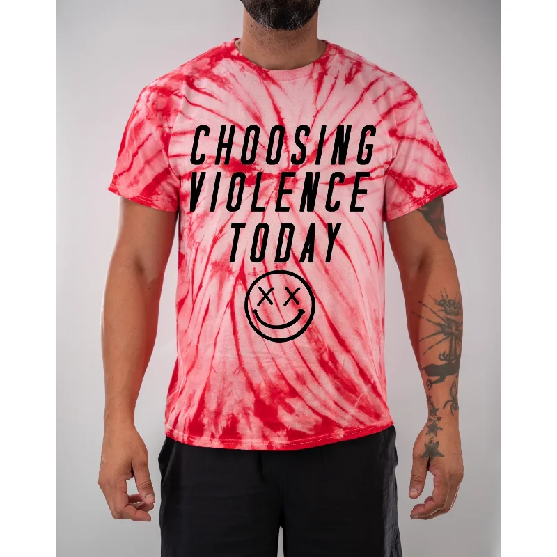 Salty Savage Unisex "CHOOSING VIOLENCE TODAY" Tie Dye Tee Cashmere Blend Cotton Blend Poly Blend Salty Savage Unisex "CHOOSING VIOLENCE TODAY" Tie Dye Tee Cashmere Blend Cotton Blend Poly Blend