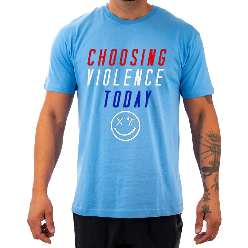 Salty Savage Unisex "CHOOSING VIOLENCE TODAY" Tee | RWB USA FLAG EDITION Graphic Embroidered Appliqued Salty Savage Unisex "CHOOSING VIOLENCE TODAY" Tee | RWB USA FLAG EDITION Graphic Embroidered Appliqued