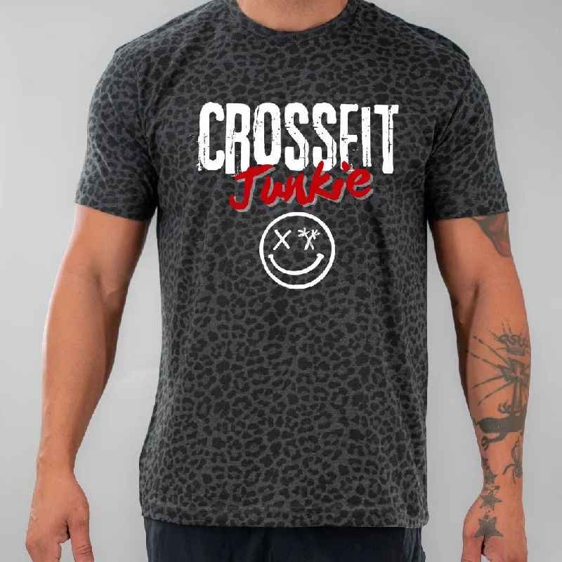 Salty Savage Unisex "CROSSFIT JUNKIE" 100% Cotton Tee Houndstooth Herringbone Solid