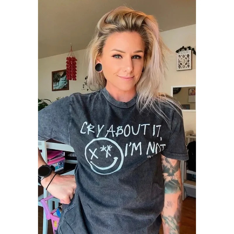 Salty Savage Unisex "CrY AboUt It, i'M NoT" Vintage Crew Tee | The iammelefate Edition Sequined Glittery Shiny Salty Savage Unisex "CrY AboUt It, i'M NoT" Vintage Crew Tee | The iammelefate Edition Sequined Glittery Shiny