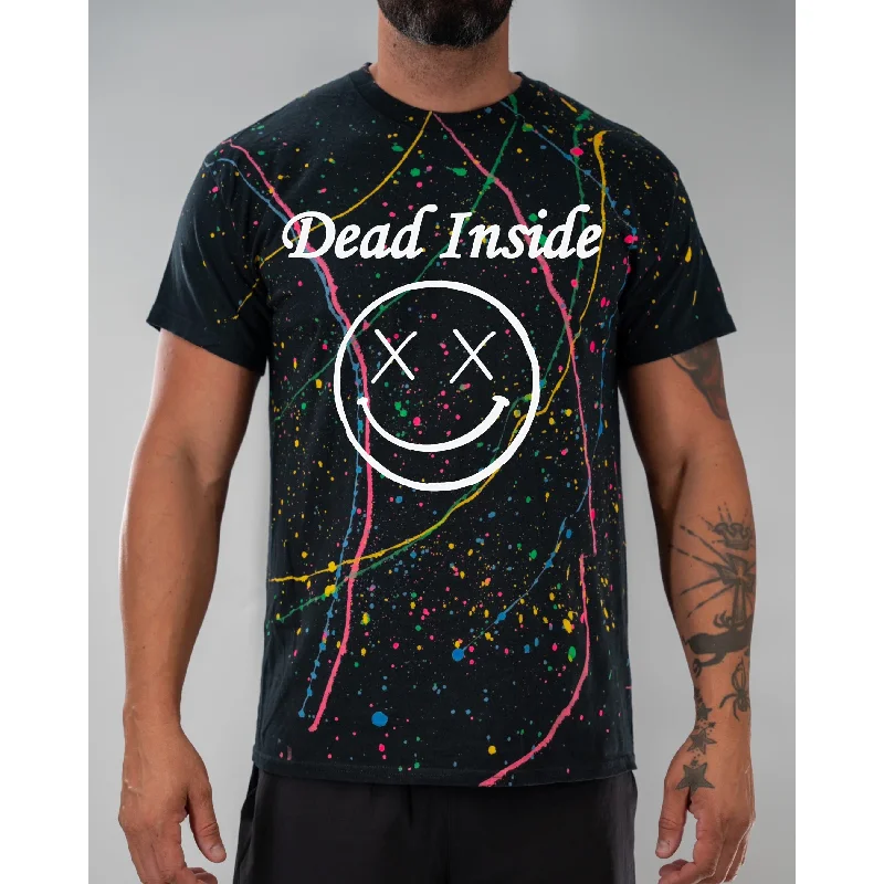 Salty Savage Unisex "Dead Inside" Paint Splatter Tee Notch Collar Peter Pan Collar Cowl Neck Salty Savage Unisex "Dead Inside" Paint Splatter Tee Notch Collar Peter Pan Collar Cowl Neck