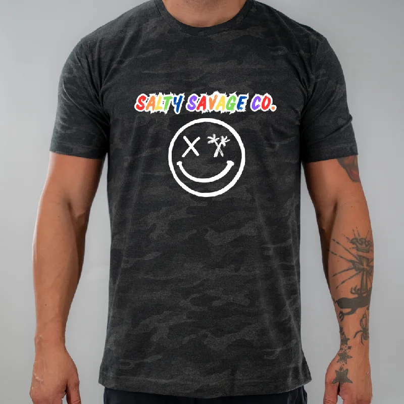 Salty Savage Unisex "Salty Savage Co." 100% Cotton Tee | Rainbow Iron Safe Non-Iron Wrinkle Free Salty Savage Unisex "Salty Savage Co." 100% Cotton Tee | Rainbow Iron Safe Non-Iron Wrinkle Free