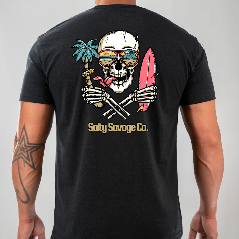 Salty Savage Unisex "Double Fisting" Tee Plaid T-Shirt Polka Dot Checkered