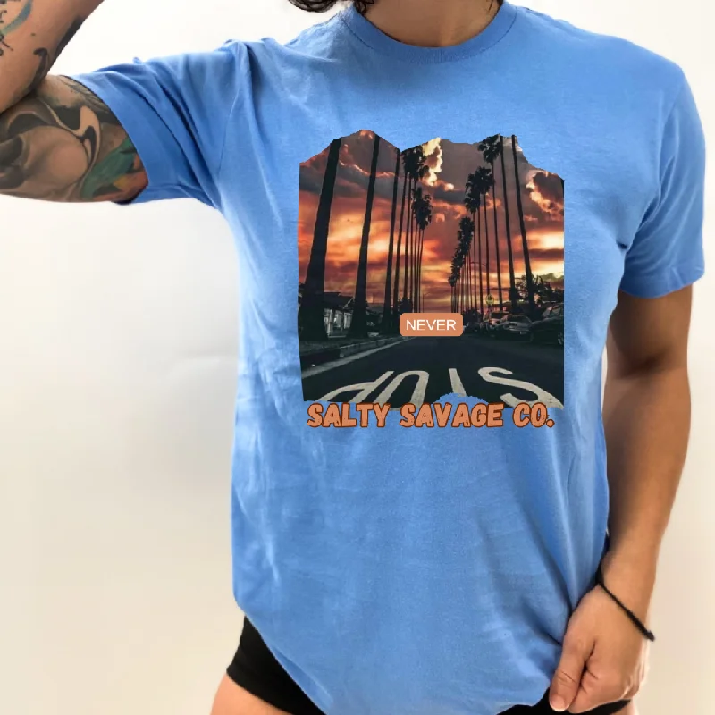 Salty Savage Unisex "Never Stop" 100% Cotton Tee Elasticated Padded Insulated