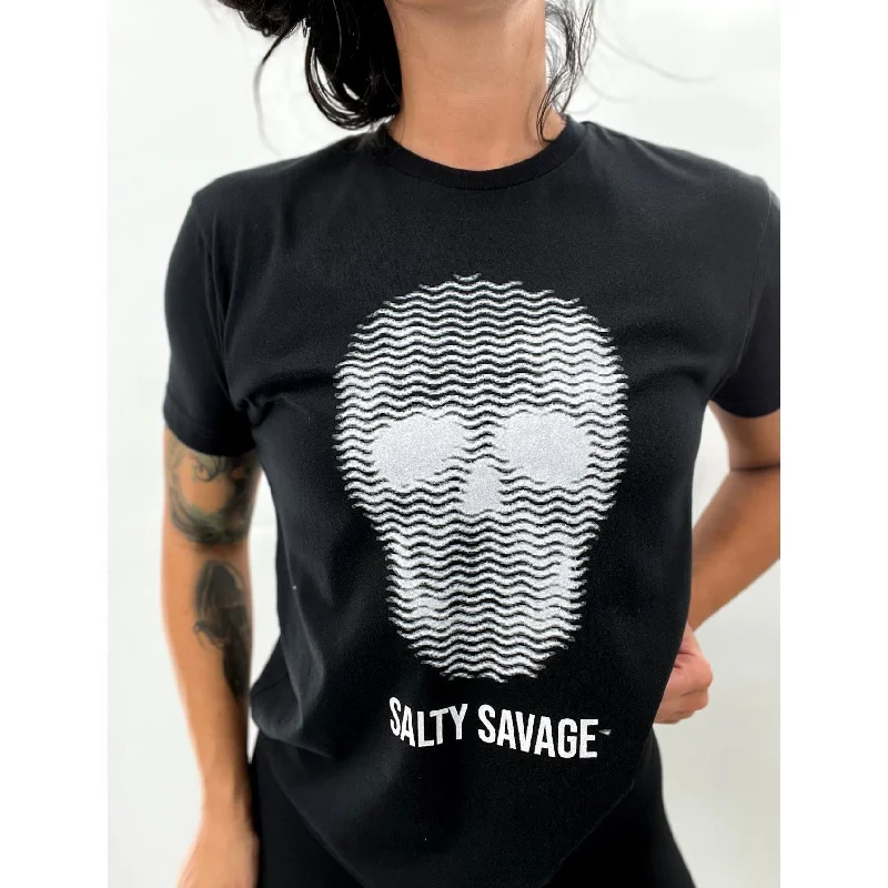 Salty Savage Unisex "Print Skull" Tee Sequined Glittery Shiny