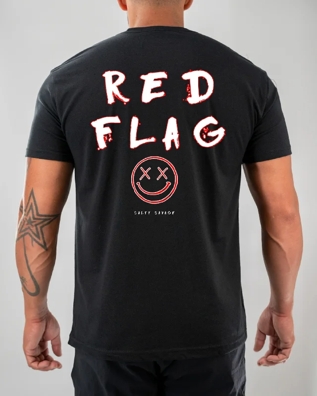 Salty Savage Unisex “RED FLAG” Tee V2 Chenille Blend Fleece Blend Nylon Blend