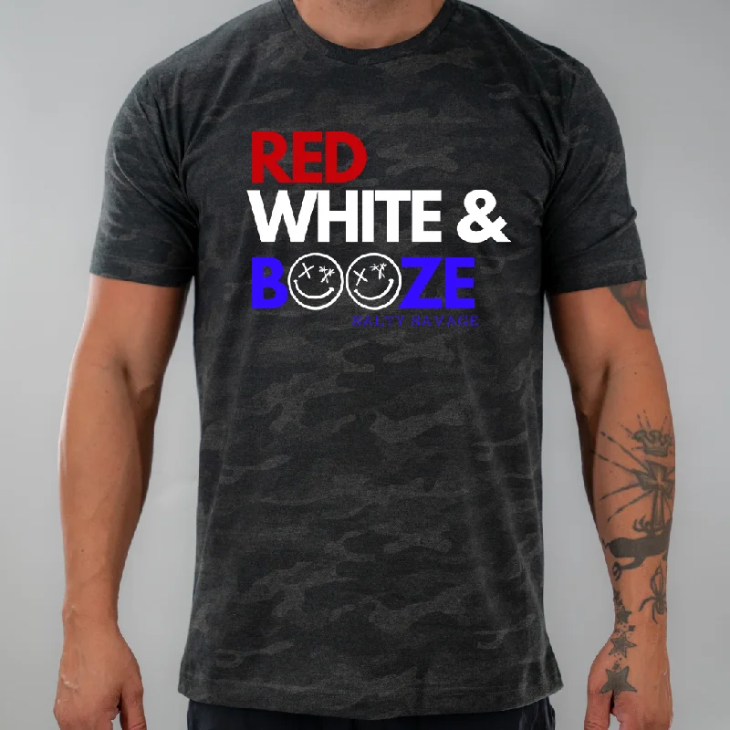 Salty Savage Unisex "Red White & Booze" 100% Cotton Tee Thin T-Shirt Open Front Quick Dry Salty Savage Unisex "Red White & Booze" 100% Cotton Tee Thin T-Shirt Open Front Quick Dry