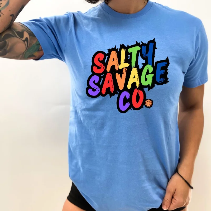 Salty Savage Unisex "Salty Savage Co" 100% Cotton Tee | Rainbow Beaded Sequined Faux Fur Salty Savage Unisex "Salty Savage Co" 100% Cotton Tee | Rainbow Beaded Sequined Faux Fur