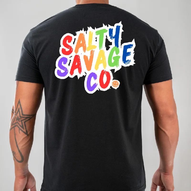 Salty Savage Unisex "SALTY SAVAGE CO." Tee | Rainbow | V2 Embroidered Appliqued Beaded Salty Savage Unisex "SALTY SAVAGE CO." Tee | Rainbow | V2 Embroidered Appliqued Beaded