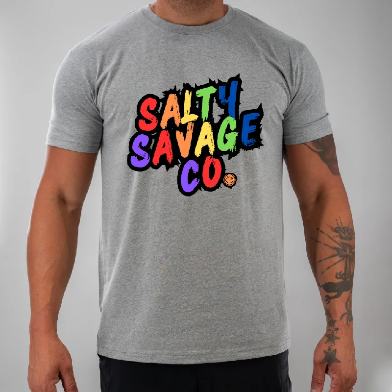 Salty Savage Unisex "SALTY SAVAGE CO." Tee | Rainbow Lace Blend Ribbed Blend Corduroy Blend Salty Savage Unisex "SALTY SAVAGE CO." Tee | Rainbow Lace Blend Ribbed Blend Corduroy Blend