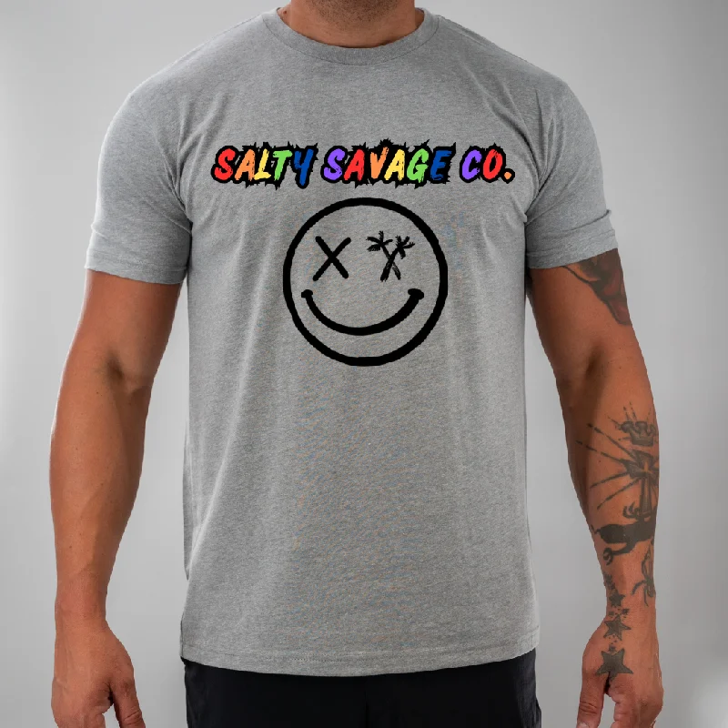 Salty Savage Unisex "SALTY SAVAGE CO." Tee | Rainbow Basic T-Shirt Crew Neck Short Sleeve Salty Savage Unisex "SALTY SAVAGE CO." Tee | Rainbow Basic T-Shirt Crew Neck Short Sleeve