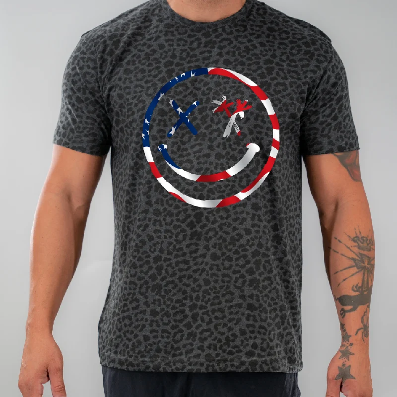 Salty Savage Unisex "Spliced Smile" 100% Cotton Tee | USA Edition Plaid T-Shirt Polka Dot Checkered Salty Savage Unisex "Spliced Smile" 100% Cotton Tee | USA Edition Plaid T-Shirt Polka Dot Checkered