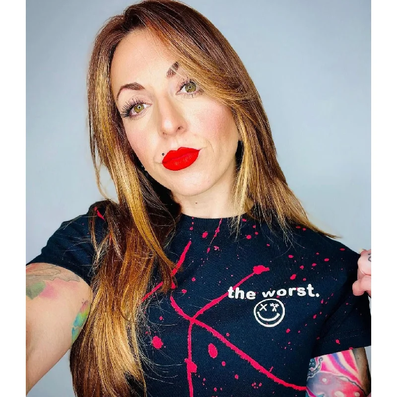 Salty Savage Unisex "the worst" Paint Splatter Tee | Basic Mesh Fabric Canvas Fabric Denim Fabric Salty Savage Unisex "the worst" Paint Splatter Tee | Basic Mesh Fabric Canvas Fabric Denim Fabric