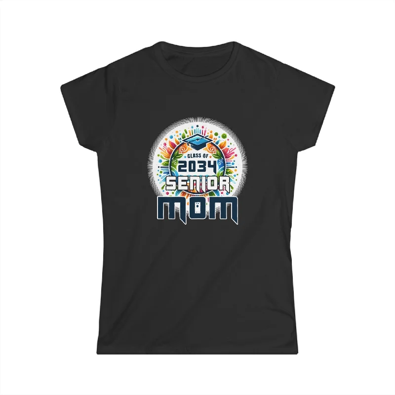 Senior Mom 34 Class of 2034 Graduation for Women Mother Women Shirts Real Fur Shearling Chenille