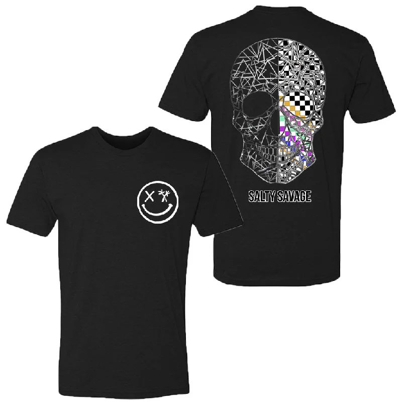 Unisex "Geo Checker Skull" Tee | V2 Anti-Pilling Machine Wash Handmade