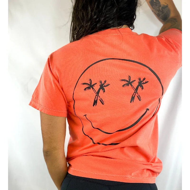 Unisex "Palm Smile" Pocket Tee Striped Floral Plaid