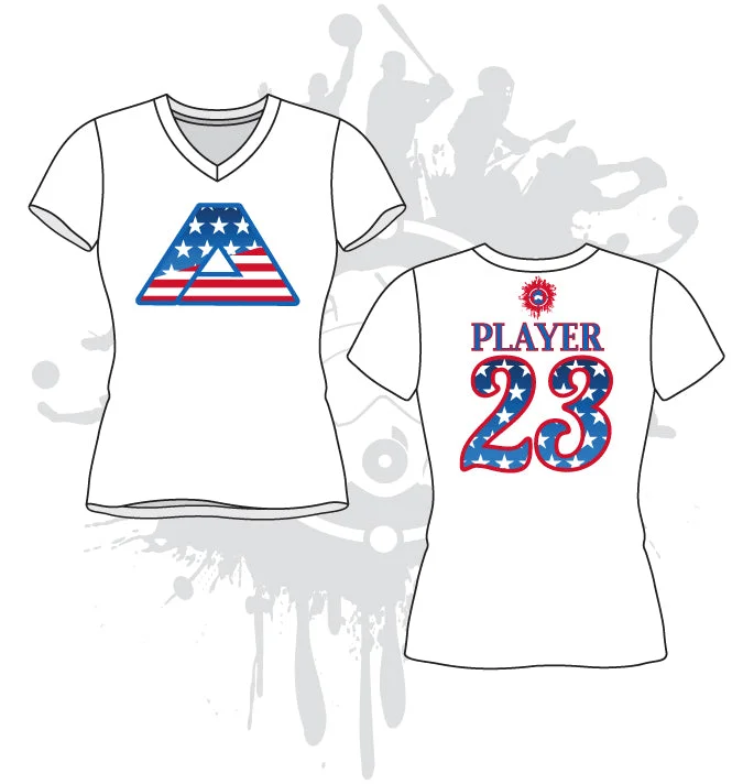 All About America Women's White Sub-Dye Jersey Budget-Friendly Jersey Tee