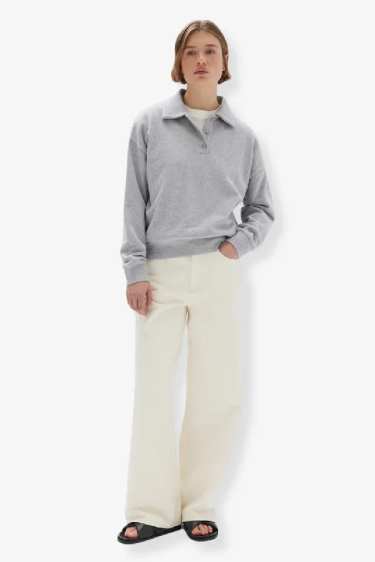 Assembly Label - Odille Jersey Polo - Grey Marle Trendy Jersey Shirt