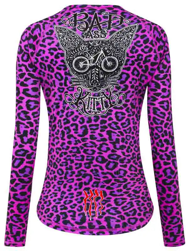 Badass Kitty Women's Long Sleeve MTB Jersey Casual Jersey Blouse