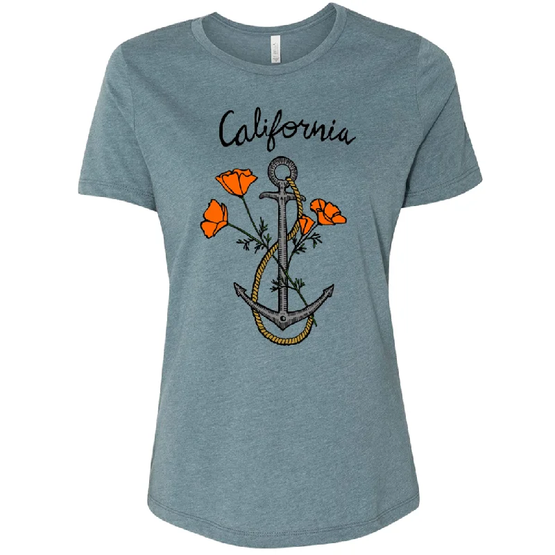 California Anchor Poppies Women's Relaxed Jersey Tee Lavender Jersey Tee