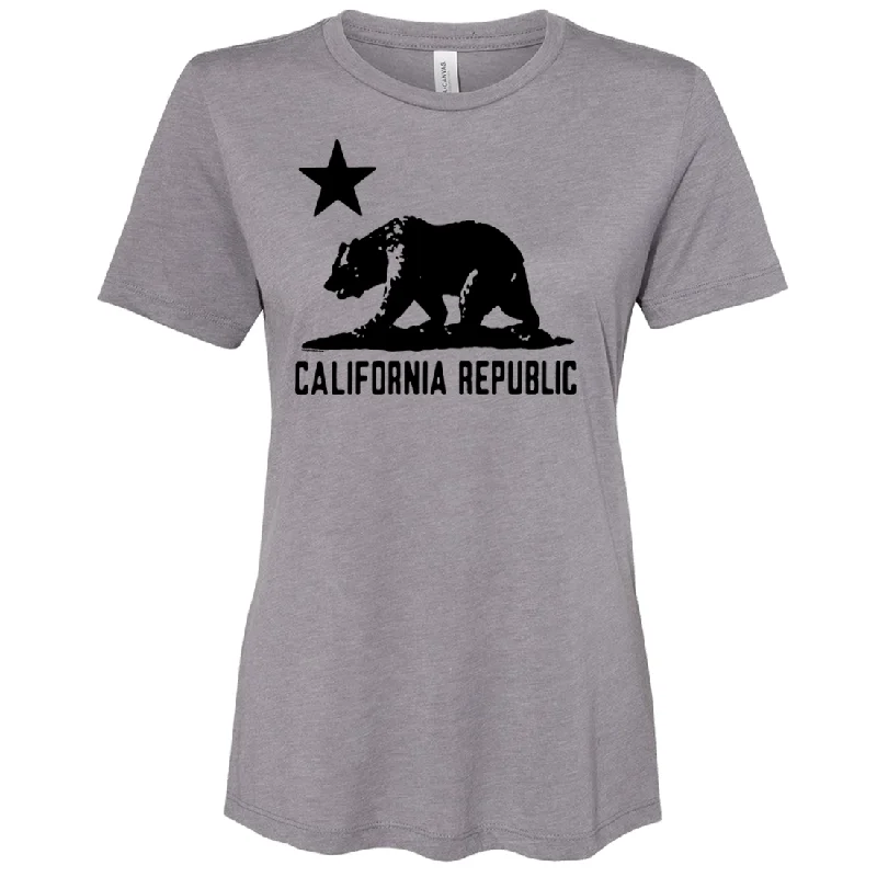 California Flag Oversize Black Silhouette Women's Relaxed Jersey Tee Budget-Friendly Jersey Tee
