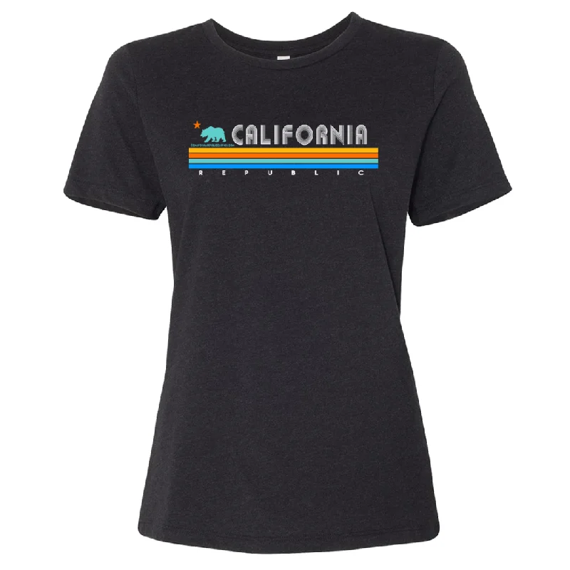 California Republic Vintage Stripe Women's Relaxed Jersey Tee Casual Jersey Blouse