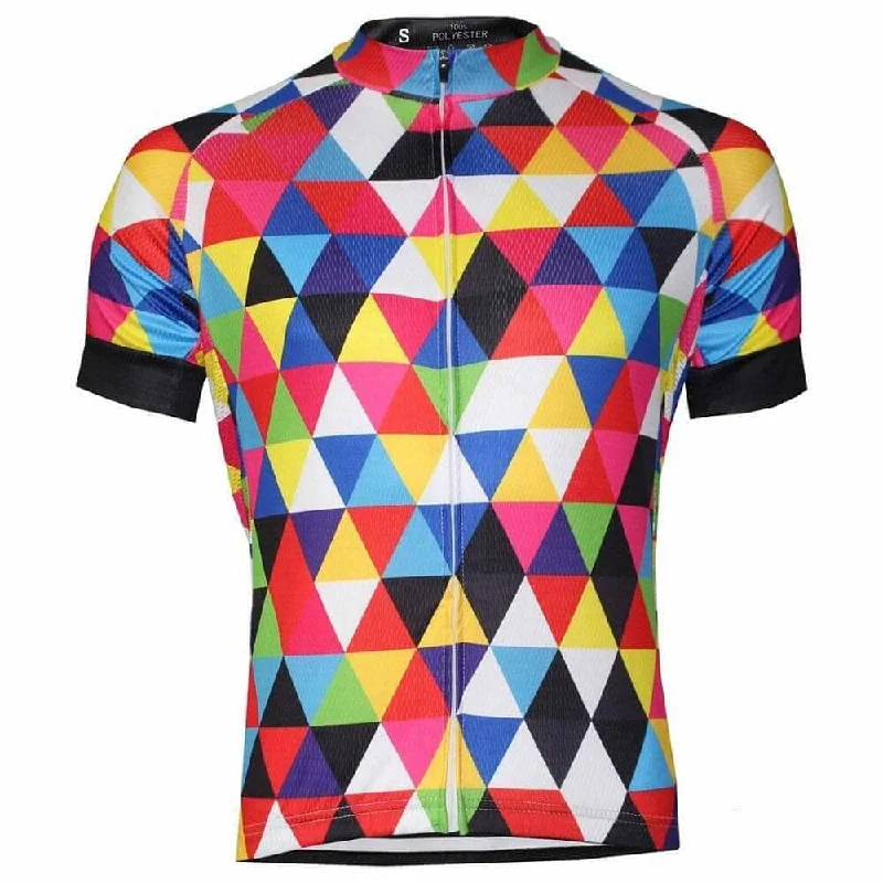 Colourful Triangles Cycling Jersey Round Neck Jersey Tee