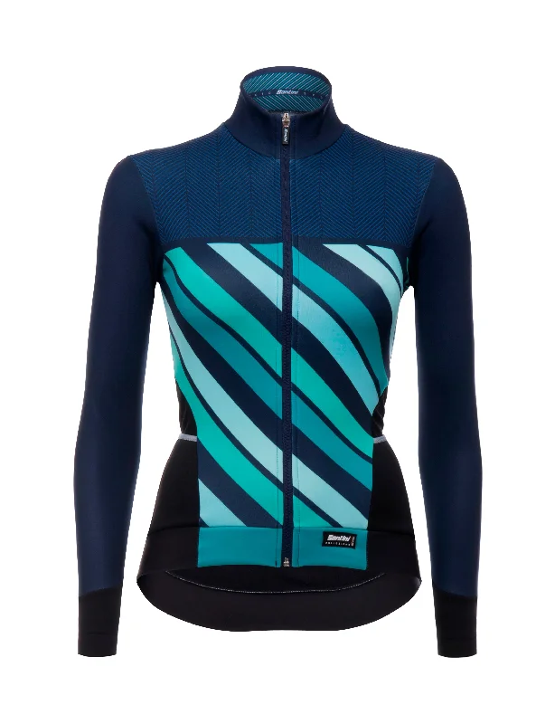 Coral 2.0 Womens Long Sleeve Jersey Blue Water by Santini Retro Jersey Tee