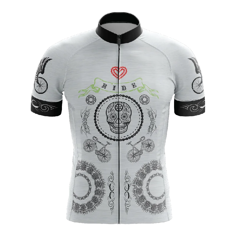 Skull & Gears White Short Sleeve Cycling Jersey Royal Blue Jersey Shirt